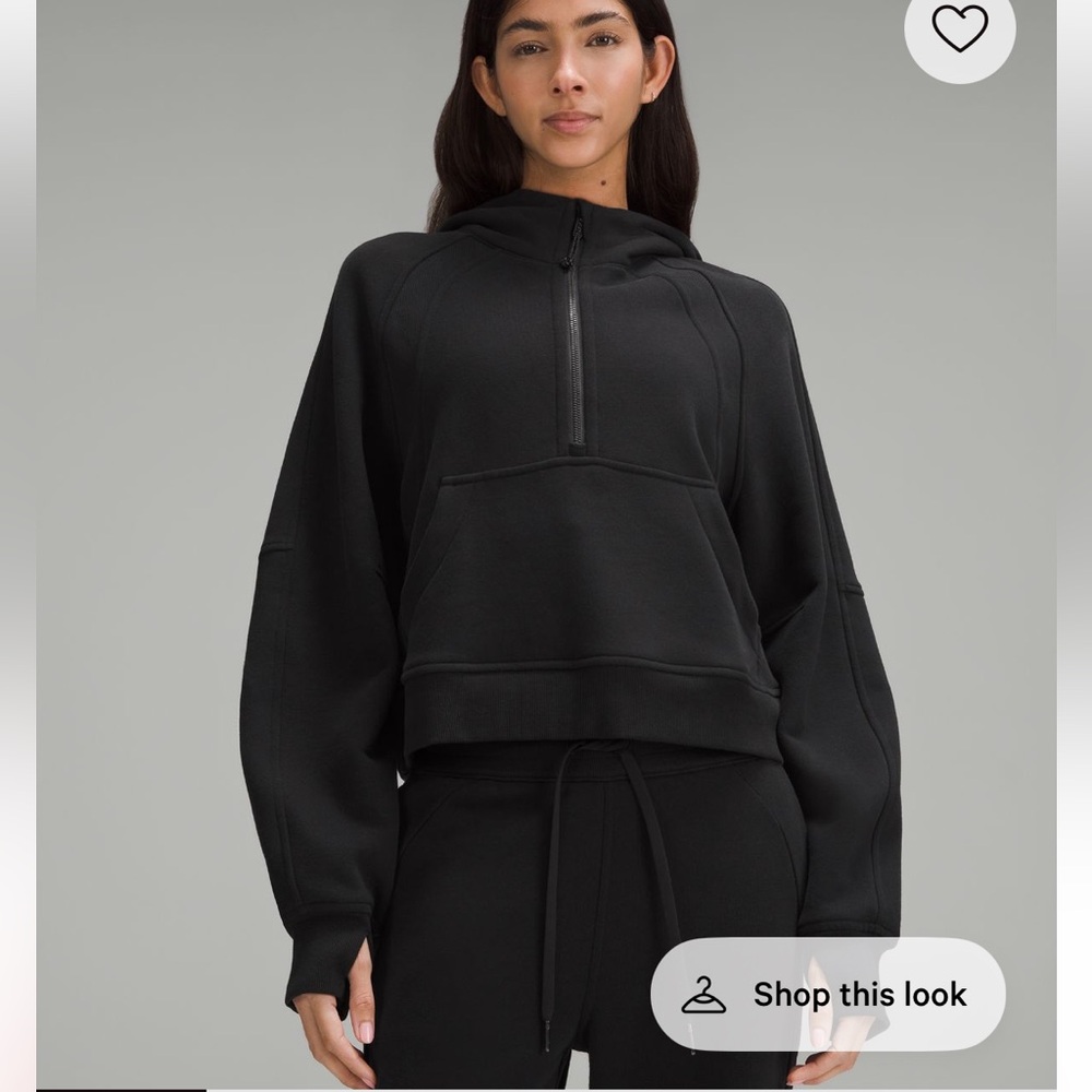 Lululemon Athletica Black Hoodie Oversized Scuba Half-Zip Sweatshirt